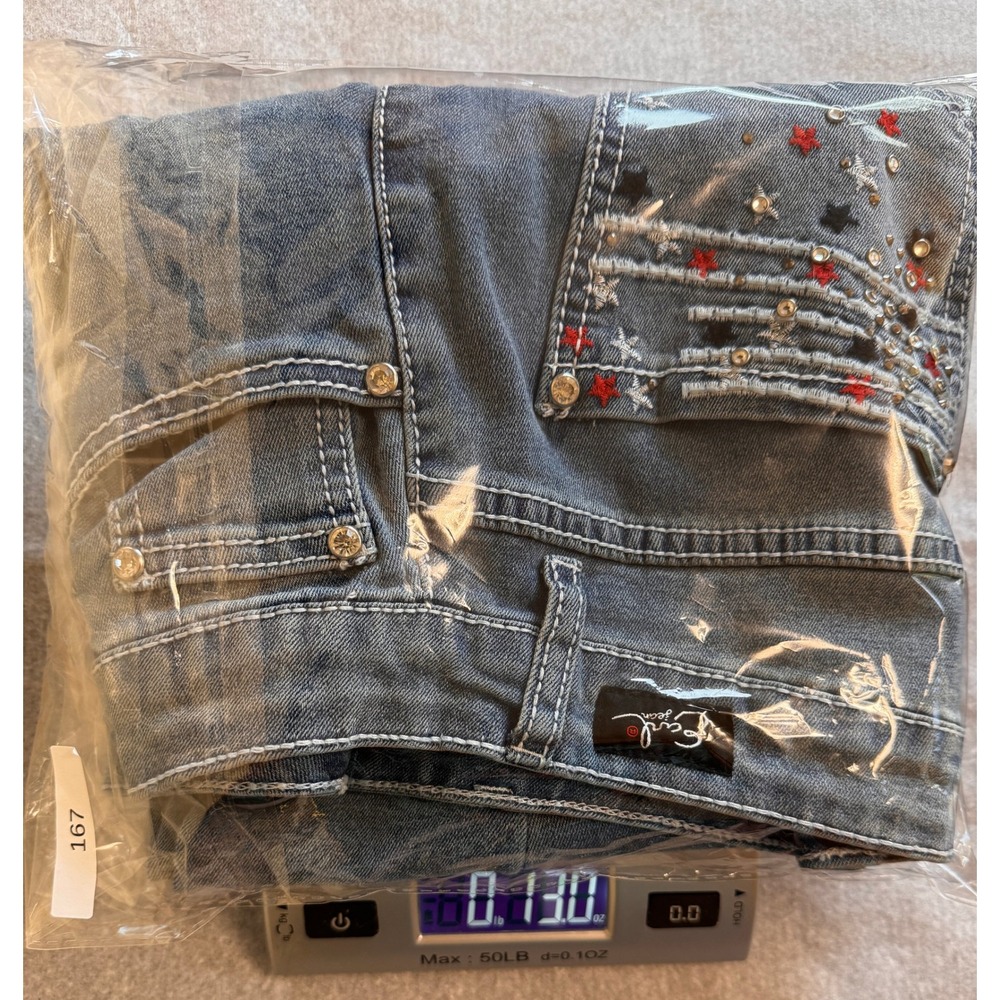 Earl Jean Women Blue Denim Capri Jeans Star Rhinestone Embellished Size 8 - Picture 11 of 11